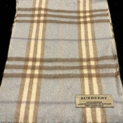 Burberry Blue Plaid Cashmere Scarf . Preowned But Nice 