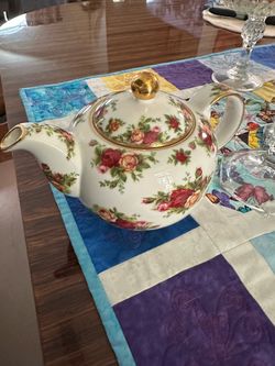Royal Albert Floral Porcelain Teapot with Gold Trim