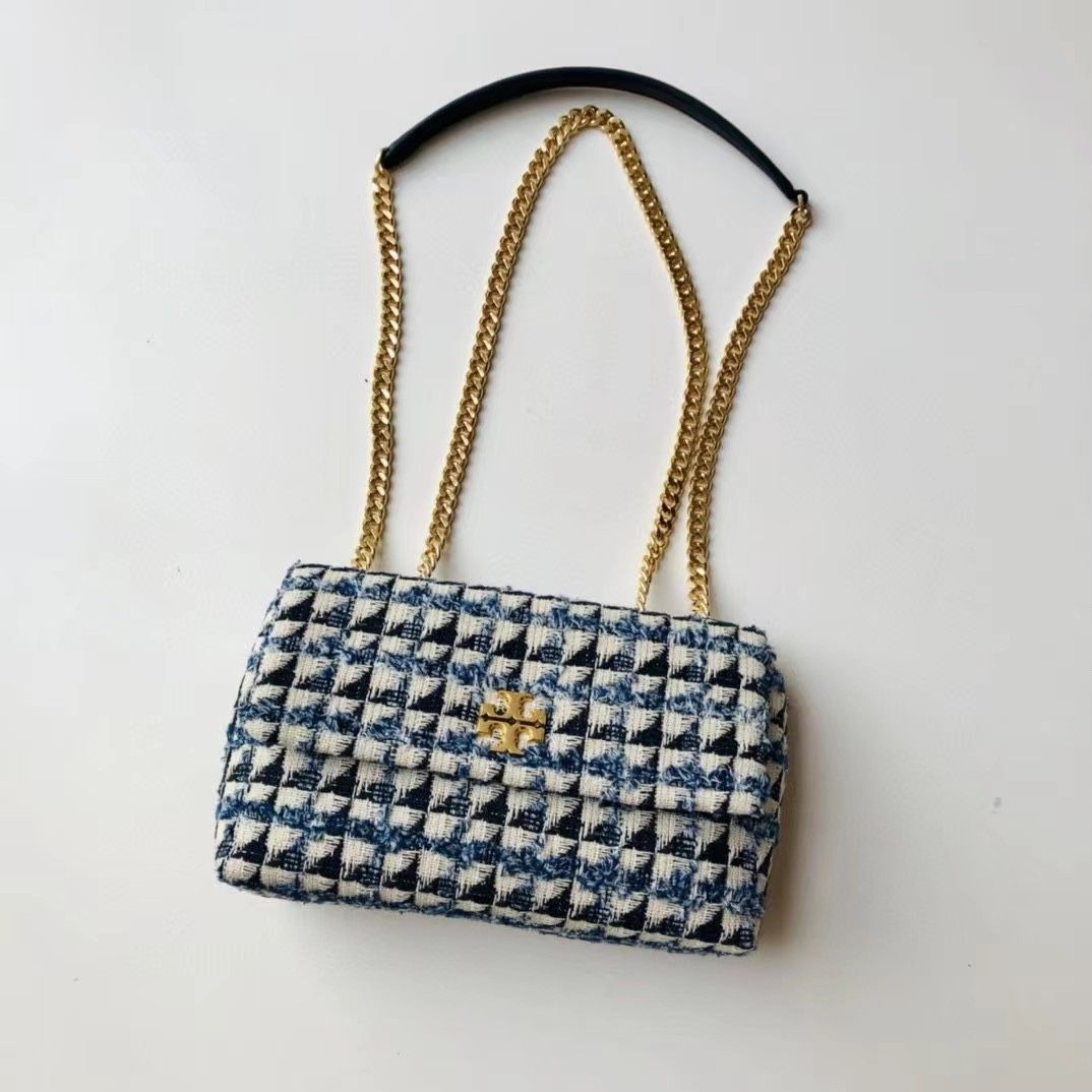 Tory Burch Baby Blue Small Tweed Kira Convertible Shoulder Bag 2022 soldout