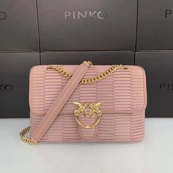Pinko 3d Pleated Chain Bird Crossbody Bag Pink 