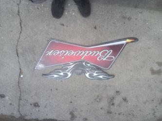 Budweiser metal bar sign