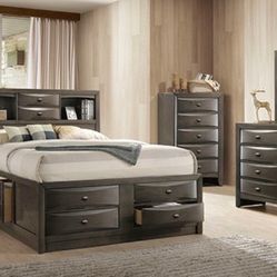 Brand New Grey 4pc Queen Bedroom Set (Available In Eastern King)