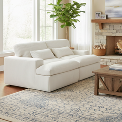 Salem 79" Oversized Corduroy Loveseat Modular Sofa Chaise Lounge