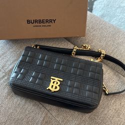 Burberry Small TB Soft Crossbody Bag, Black/Gold
