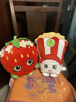 Shopkins Poppy Corn and Strawberry Kiss 16” large plush, $20 for BOTH