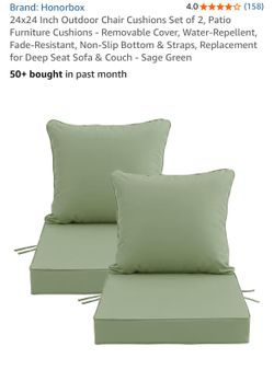 New set of 2 patio chairs cushions