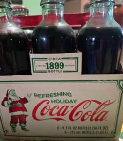 Full Vintage Coca Cola 8oz Glass Bottles 6 packs