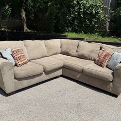 Three Piece Beige Sectional Couch! ***Free CurbSide Delivery***