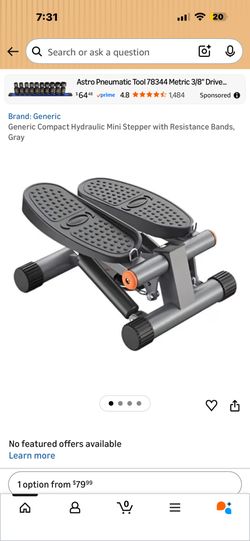 Generic Compact Hydraulic Mini Stepper with Resistance Bands, Gray