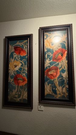 Set of 2 Framed Poppy Floral Wall Art Prints