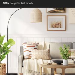 New Threshold Rattan Arc Floor Lamp,  82” X 13” 
