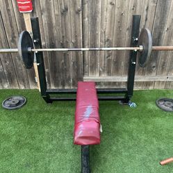 Weight Bench, Bar And 2 Sets Of Weights