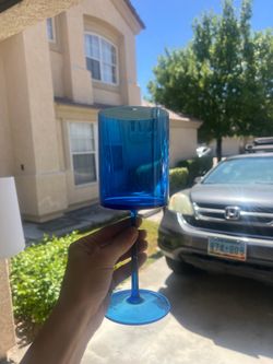 Blue Stemmed Outdoor Water Goblet / Wine $8 for set of 8