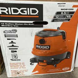 RIDGID 12 Gallon Motor-On-Both Wet/Dry Vac (new)