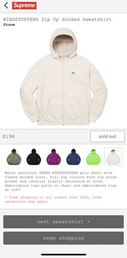 Supreme Windstopper Goretex Hooded Sweatshirt Large