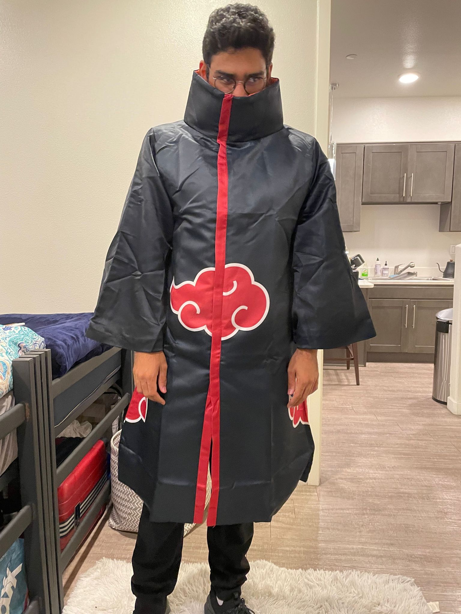 M Naruto Akatsuki Cloak Costume with Bleach Hollow Half Mask