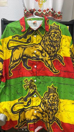 Rasta Lion of Judah Button-Up Shirt
