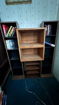 Wooden Bookcase and Shelving Unit Set