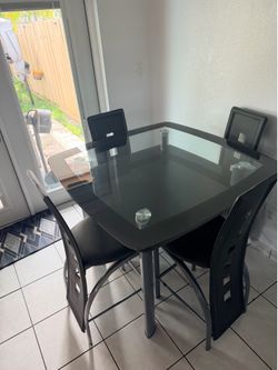 Glass Top Counter Height Dining Set with 4 Chairs