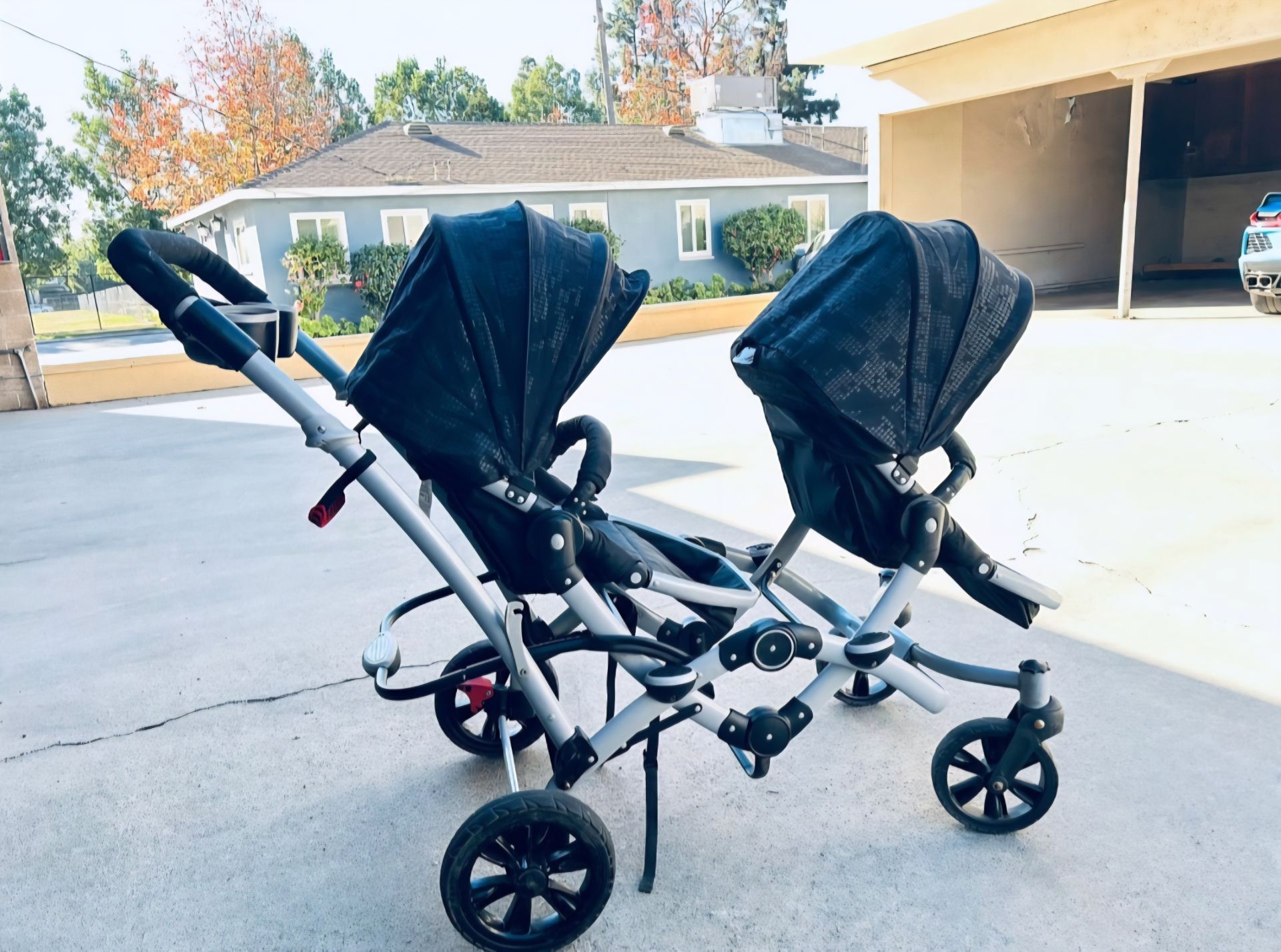 Dream On Me Track Tandem Double Reversible Stroller Face To Face Edition-Black