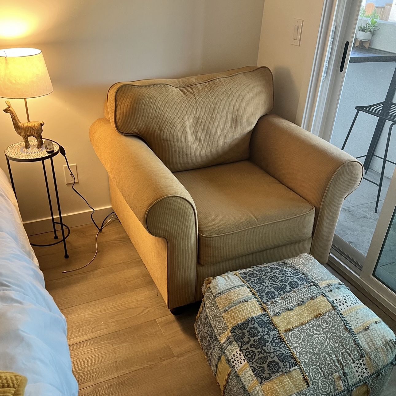 Cozy Yellow Armchair and Ottoman