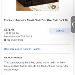 Merritt Black Bunk Bed 