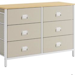 6 Drawer Dresser - 6 Fabric Drawers with Side Pocket