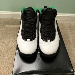 Jordan Air Jordan 10 Retro Seattle White Black Green Leather Men's Sneaker
