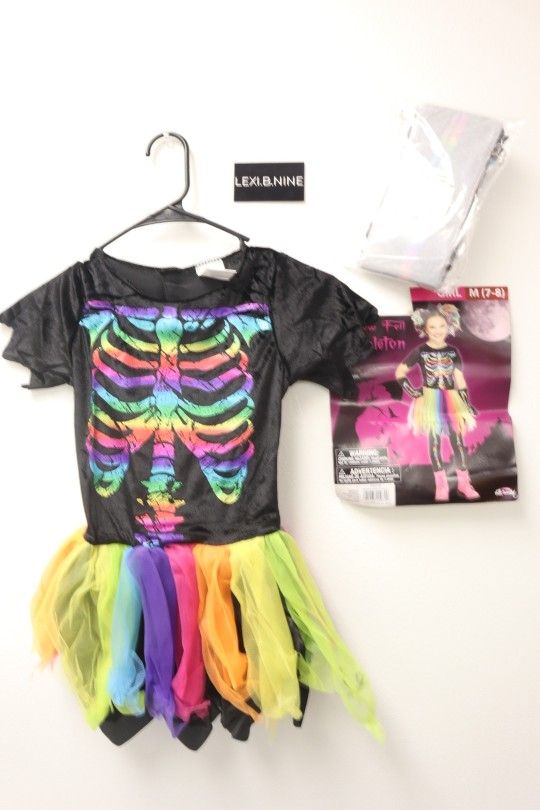Rainbow Skeleton Girl Brand New Halloween Costume For Sale