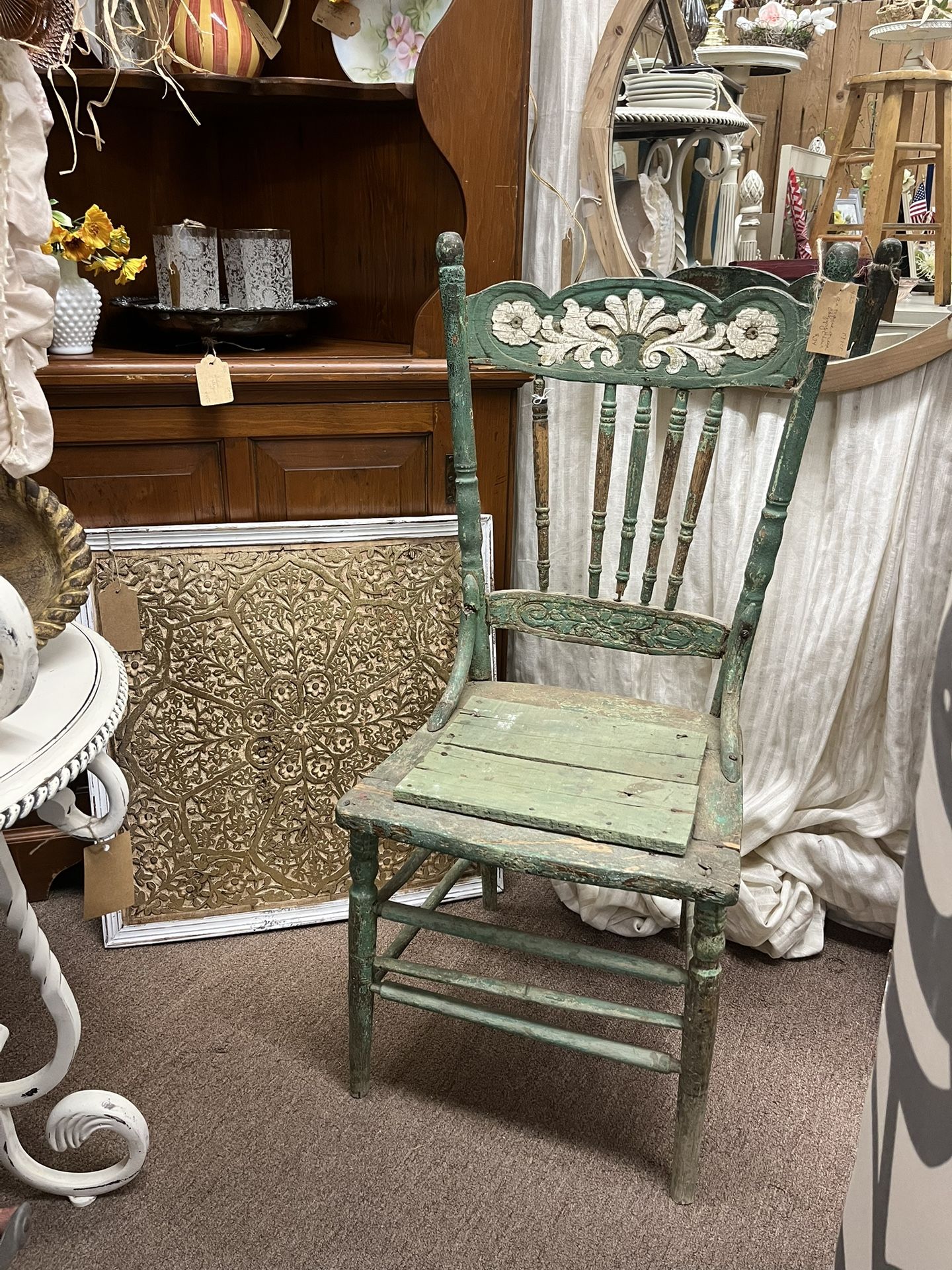 Antique Green Chippy Chair