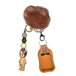 Sonny Angel Baby Custom Keychain with Sanitizer Bottle, Orange Holder, and Pom Pom
