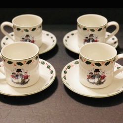 GEI DESIGN GCI4 CHRISTMAS SNOWMAN 6 oz Tea/Coffee Cup 6 inch Saucer Sets