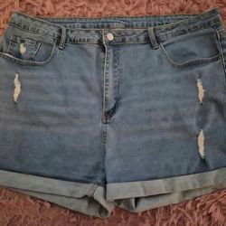 EXCELLENT, NEW  BEAUTIFUL distressed light blue denim shorts from Amazon!