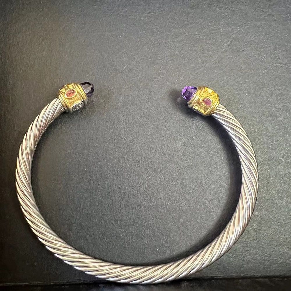David Yurman Renaissance Bracelet With Amethyst 925 Silver 5mm