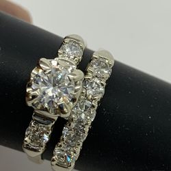Real 14kt Gold And Diamond Bridal Set. 1.20ct TW