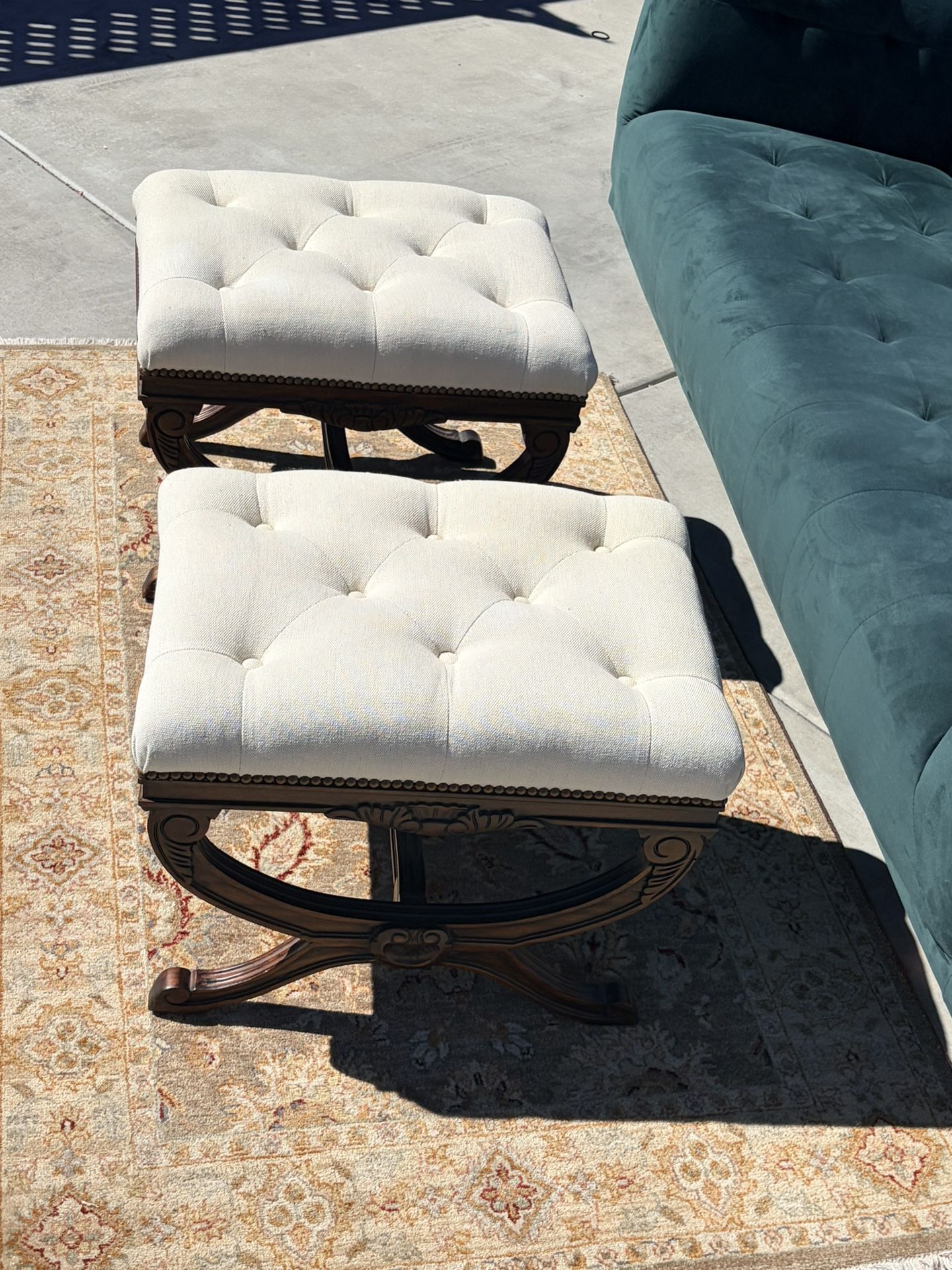 Vintage Wood Regency-style curule bench or stool