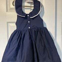 Charlie Blue Dress 3T With White Anchor Detail