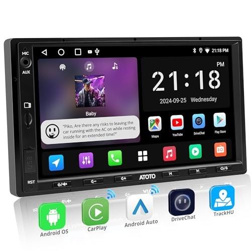 ATOTOLIFE A5L 7#34 Android Radio Double Din Car Stereo, Wireless CarPlay and Android Auto,WiFi/BT Tethering, DSPampBuilt-in Amplifier,Bluetooth,FM/USB
