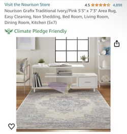Ivory and Pink Area Rug 5’3” x 7’3”