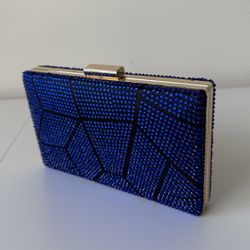 Elegant Blue Crystal Clutch