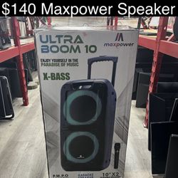 Brand New Bluetooth Maxpower Ultra Boom 10 X-Bass Karaoke Speaker 10” 16500W