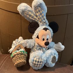 2004 Disney Parks Mickey Mouse Easter bunny plush 12” Bean bag stuffed animal 