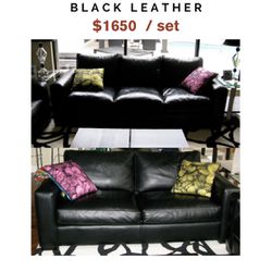 Black Leather Sofa & Loveseat 