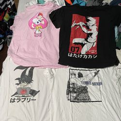 Anime Shirt Lot Of 4 (Naruto, Hunter X Hunter, Etc) Ranges From Large To XL