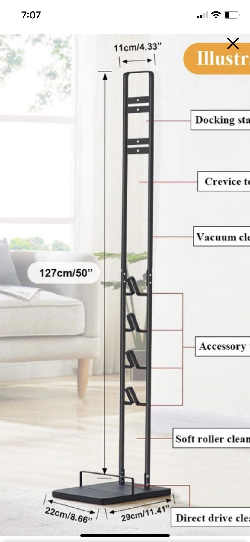 Vacuum Stand, Vacuum Accessories Stable Metal Storage Bracket Holder for Dyson Handheld V10 V8 V7 V6 Cordless Vacuum 
