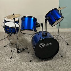 Beginner Five Piece Drum Set w Seat & Sticks