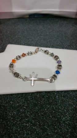 Curved Cross Swarovski Bracelet