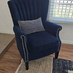 Navy Blue Velvet Accent Chair 