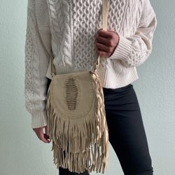 Small Handmade Napa Leather Fringe Purse Crossbody Boho Bag