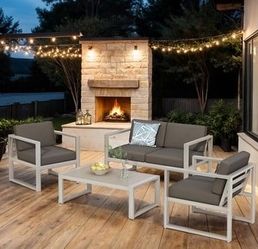 Outdoor patio 4 piece conversation set, loveseat with 2 chairs and coffee table new
